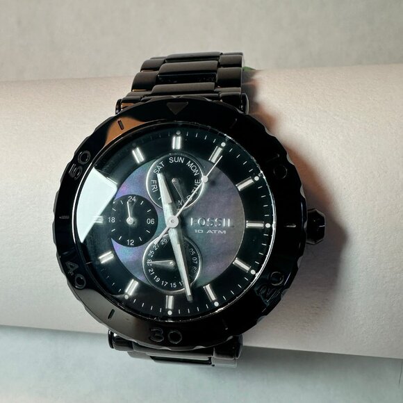 FOSSIL RILEY  CE1001 Mother of Pearl Multi-Sport Watch Vintage 2000s - Picture 1 of 6